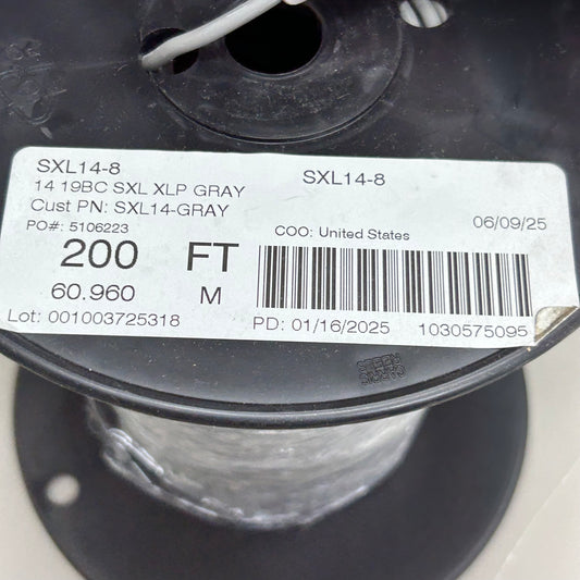 Stranded Bare Copper Encore Wire Material 200' Grey SXL14-8