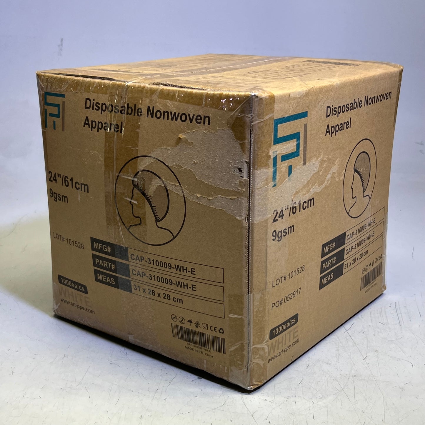 SRT (1000 Pcs) Polypropylene Bouffant Caps 24", White CAP-310009-WH-E