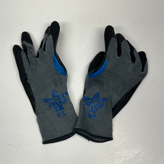 SHOWA (12 PACK) Coated Knit Gloves Rough Latex Unisex Sz L 10 Ga Grey 330L-09