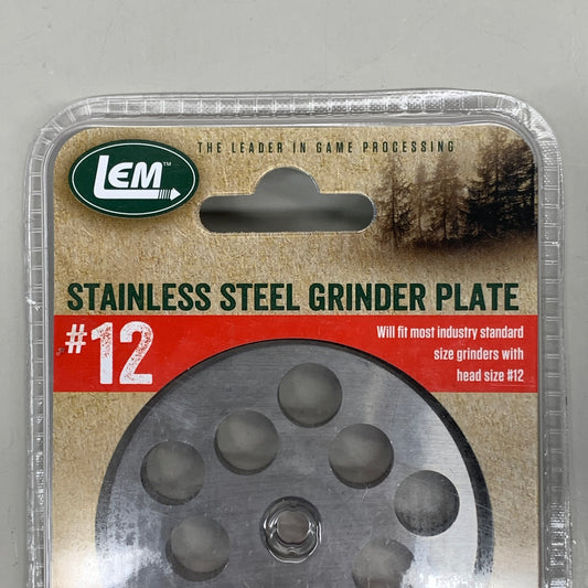 LEM Grinder Plate 12mm #12 (1/2") 2-3/4" Plate Diameter Stainless Steel 476SS