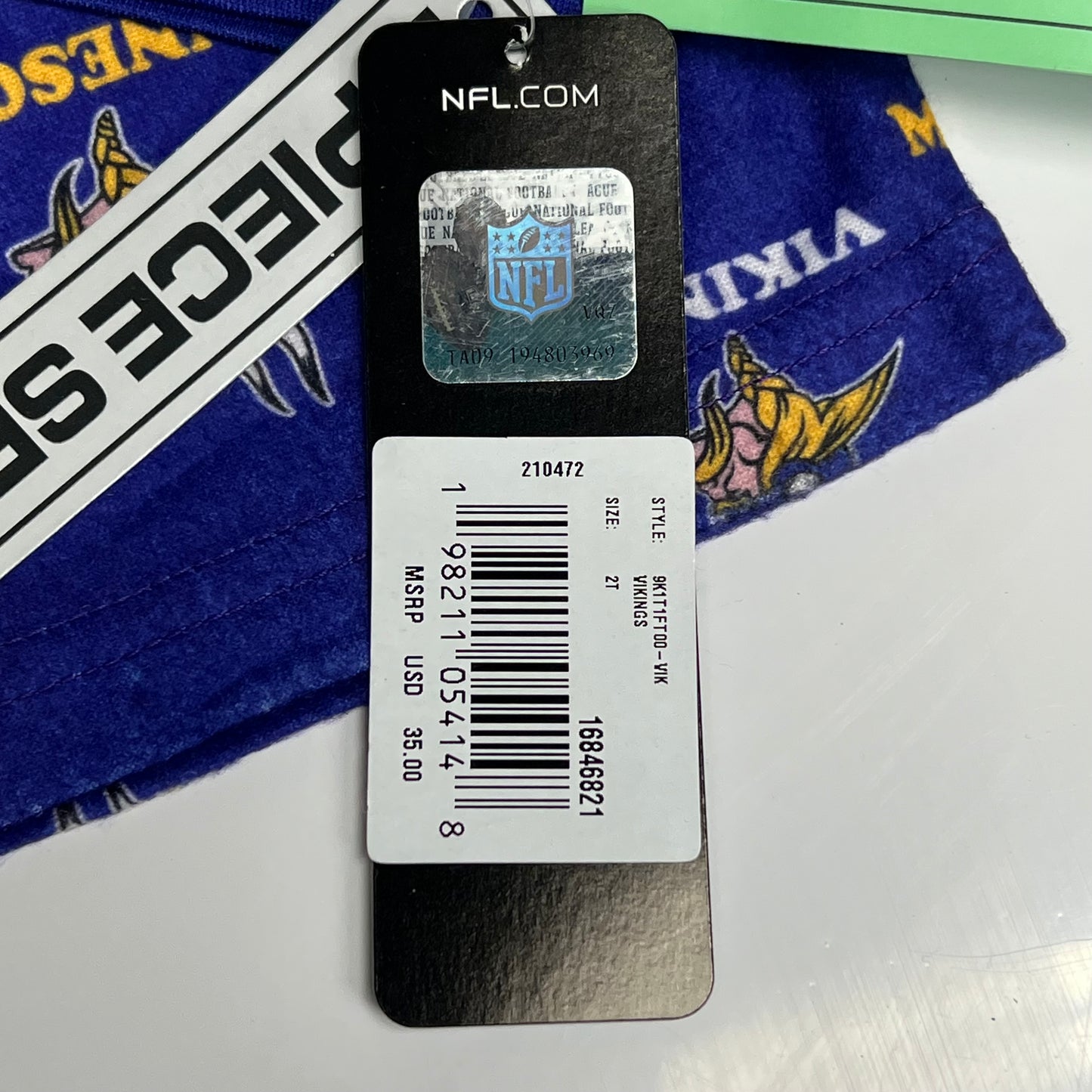 OUTERSTUFF NFL Minnesota Vikings Long Sleeve Pajama Set Kids Sz 2T Purple