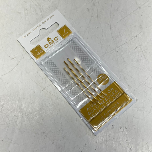 DMC (6 PACK, 4 EACH) Embroidery Needles 1,3 & 5 Gold Plated 6132/6