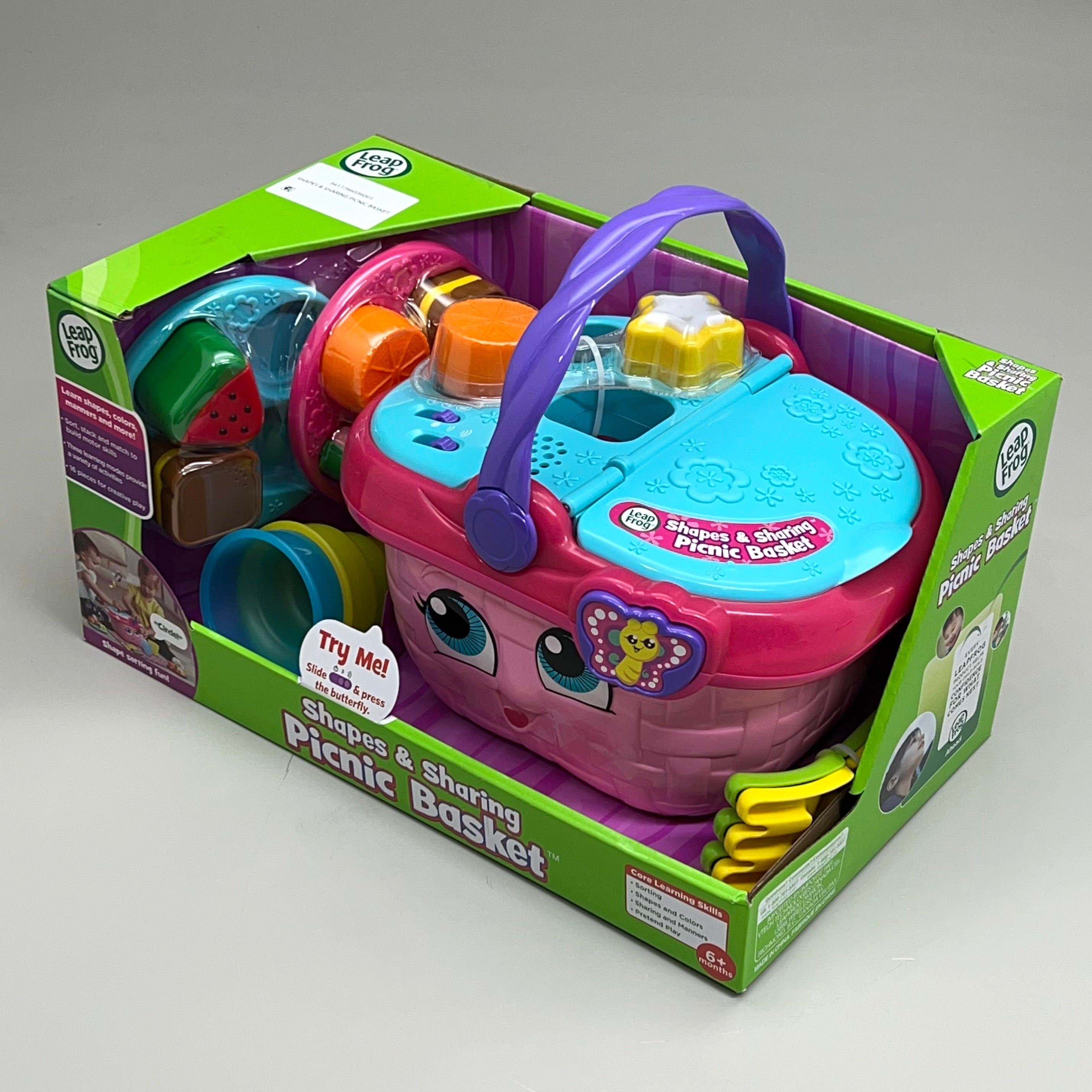 VTECH Leap Frog Picnic Basket Teaching Shapes & Sharing Pink Girls 6 ...
