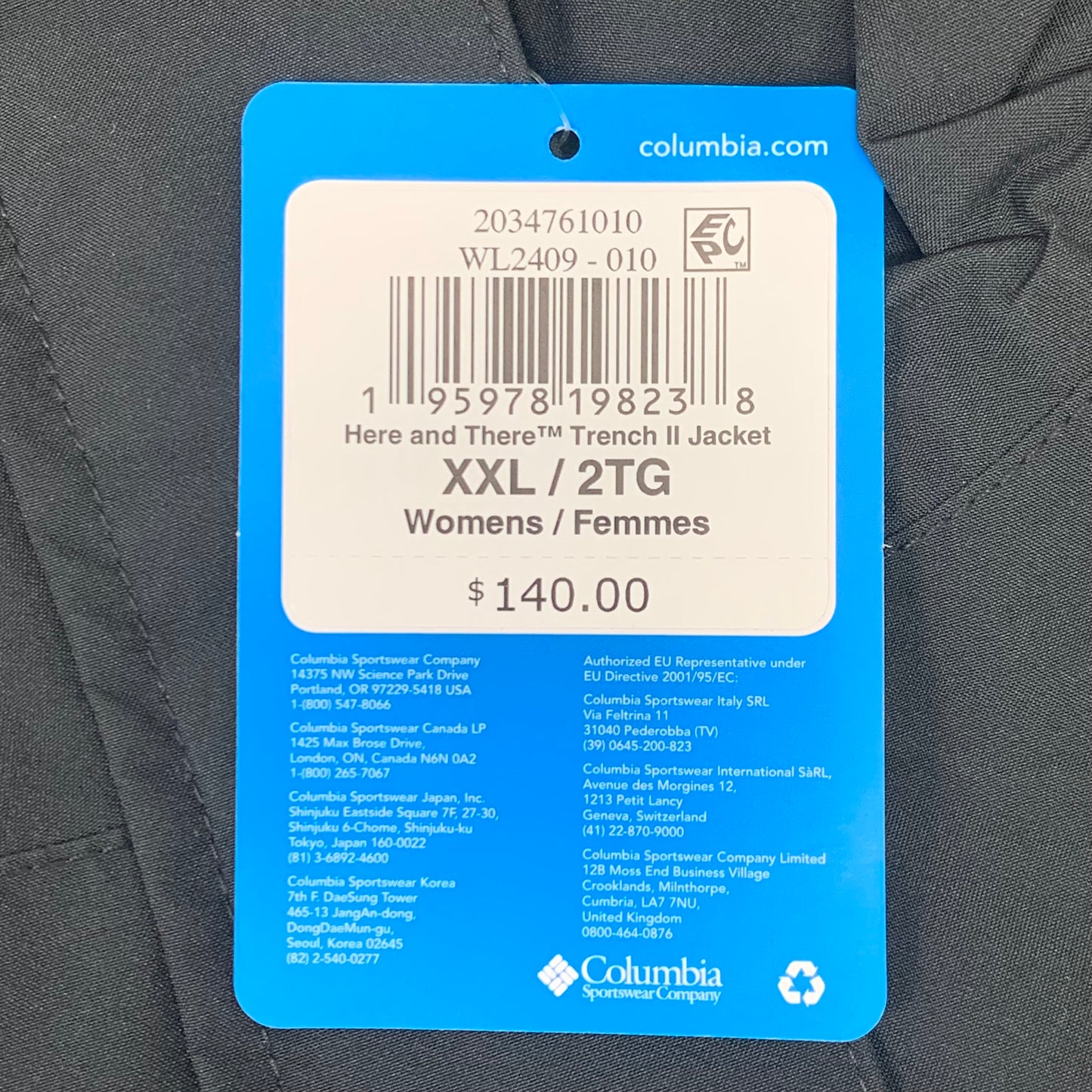 COLUMBIA Versatile Here & There Trench II Jacket Women's Sz XXL Black WL2409-010