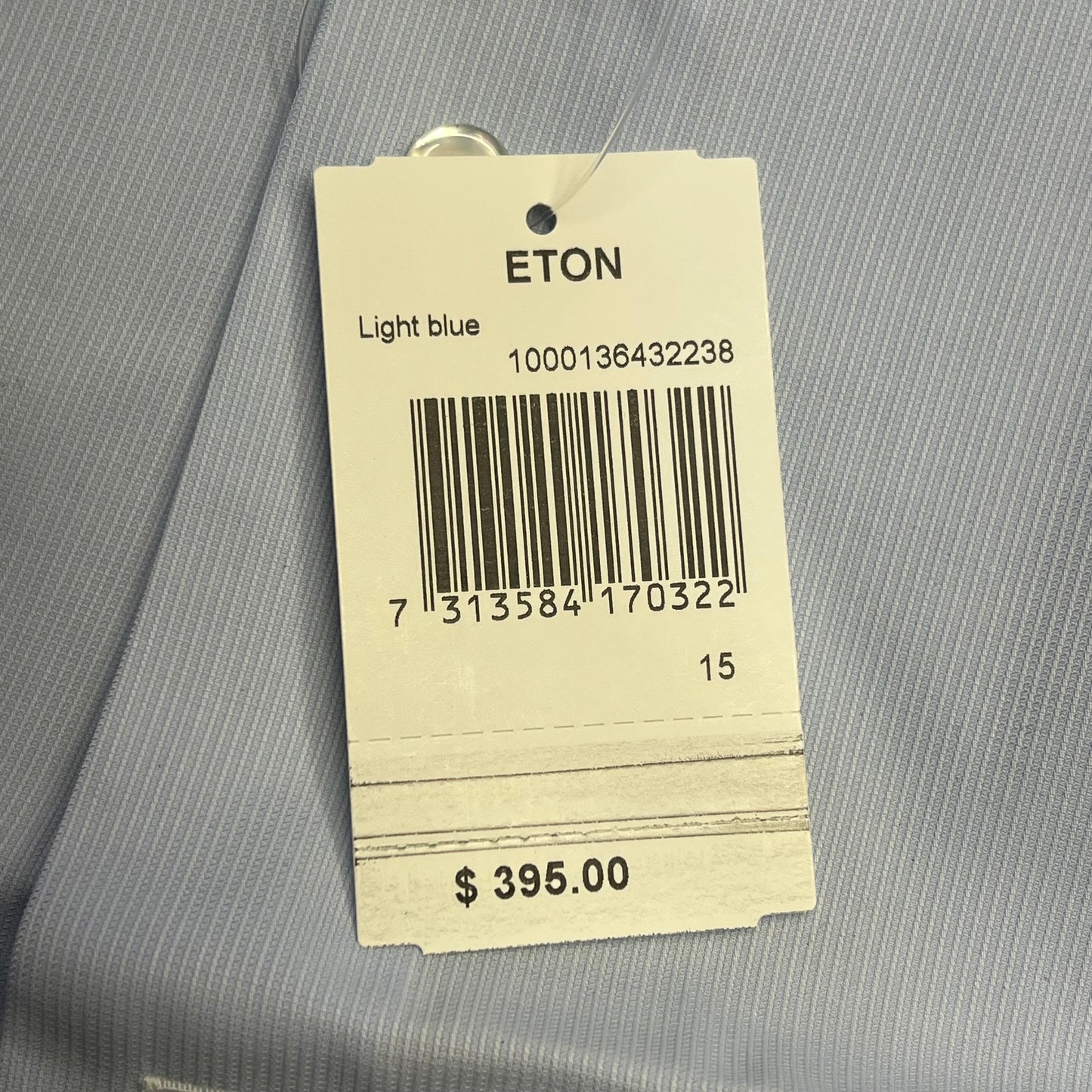 ETON Textured Twill Shirt Men's Contemporary Sz 38 Light Blue 1000136432243