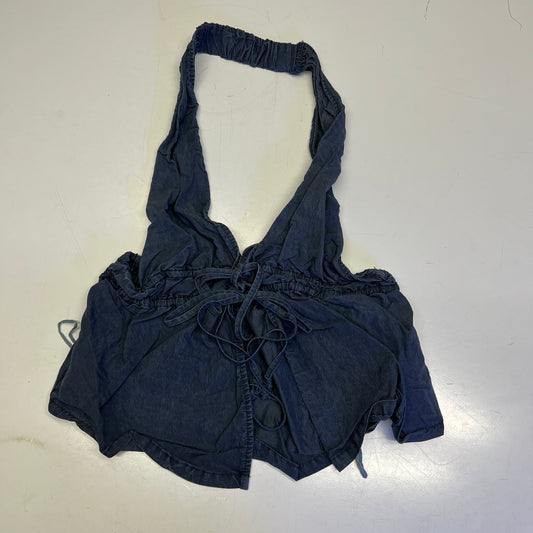 FREE PEOPLE Sidra Set Halter Top & Knee Shorts Women's Sz S India Ink 98363328