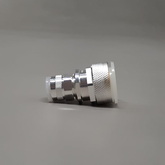 RF INDUSTRIES Coaxial Adapter, Low PIM, 7-16 DIN Male to N Male, Straight Barrel, 5500 MHz Frequency, Silver Body/Contact Plating, PTFE Dielectric (Lightly Discolored)