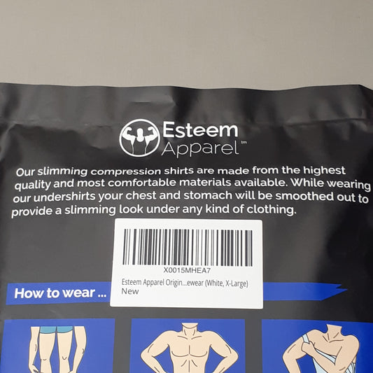 ESTEEM APPAREL Compression Shirt Men's Sz XL White (New)