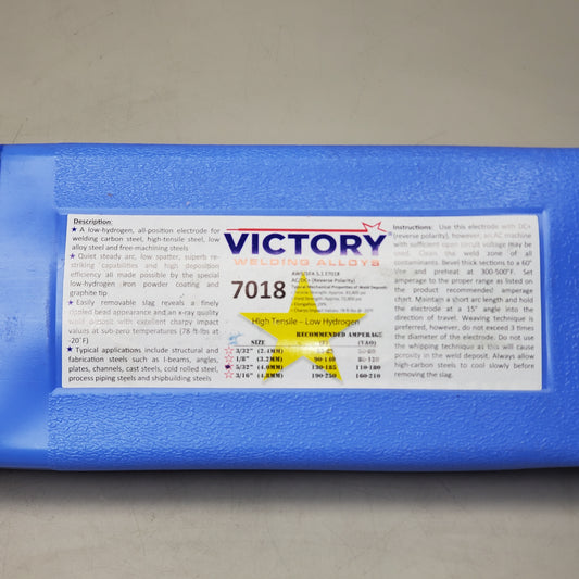 VICTORY Welding Alloys Welding Electrodes 5/32"x14" 10LBS AWS/SFA 5.1 E7018