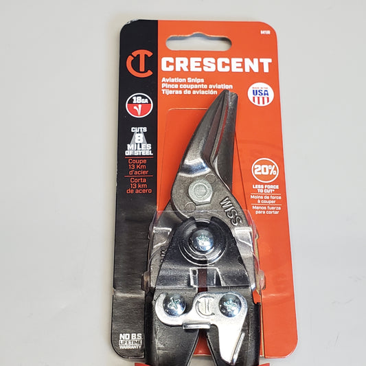 WISS Crescent Straight and Left Cut Aviation Snips Red Handle 9" M1R