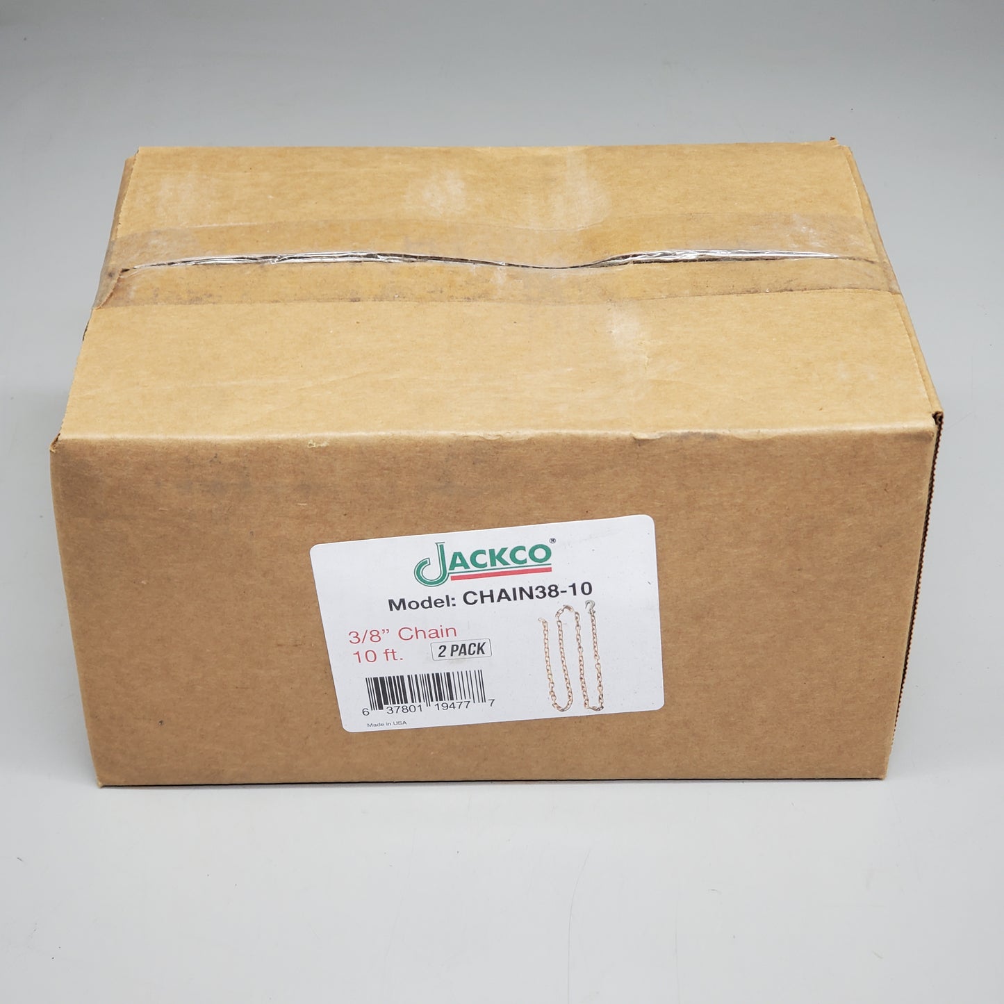 JACKCO (2 Pack) 10 Ft Chains With 3/8" Clevis Hooks Grade 70 CHAIN38-10