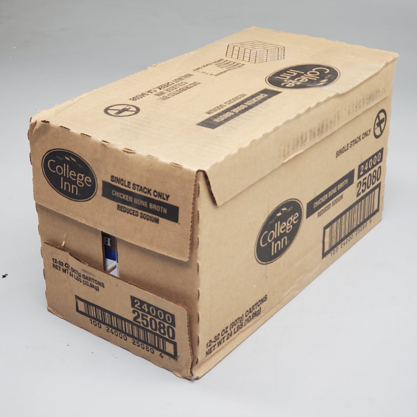 ZA@ COLLEGE INN (12 Pack) Chicken Bone Broth Reduced Sodium 32 OZ 25080 BB: 12/25 I