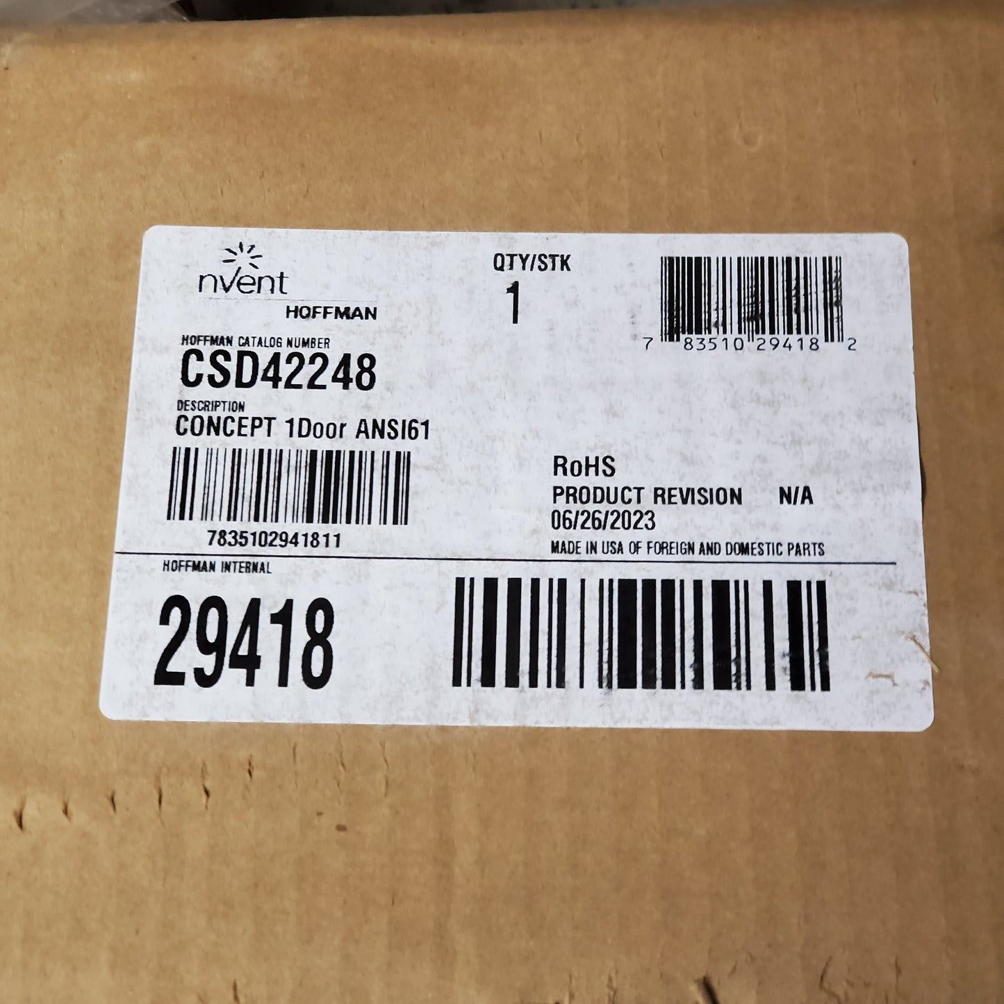 NVENT HOFFMAN Wall Mount Metal Enclosure Sz 24” W x 42” Lx 6.5” H Grey CSD42248