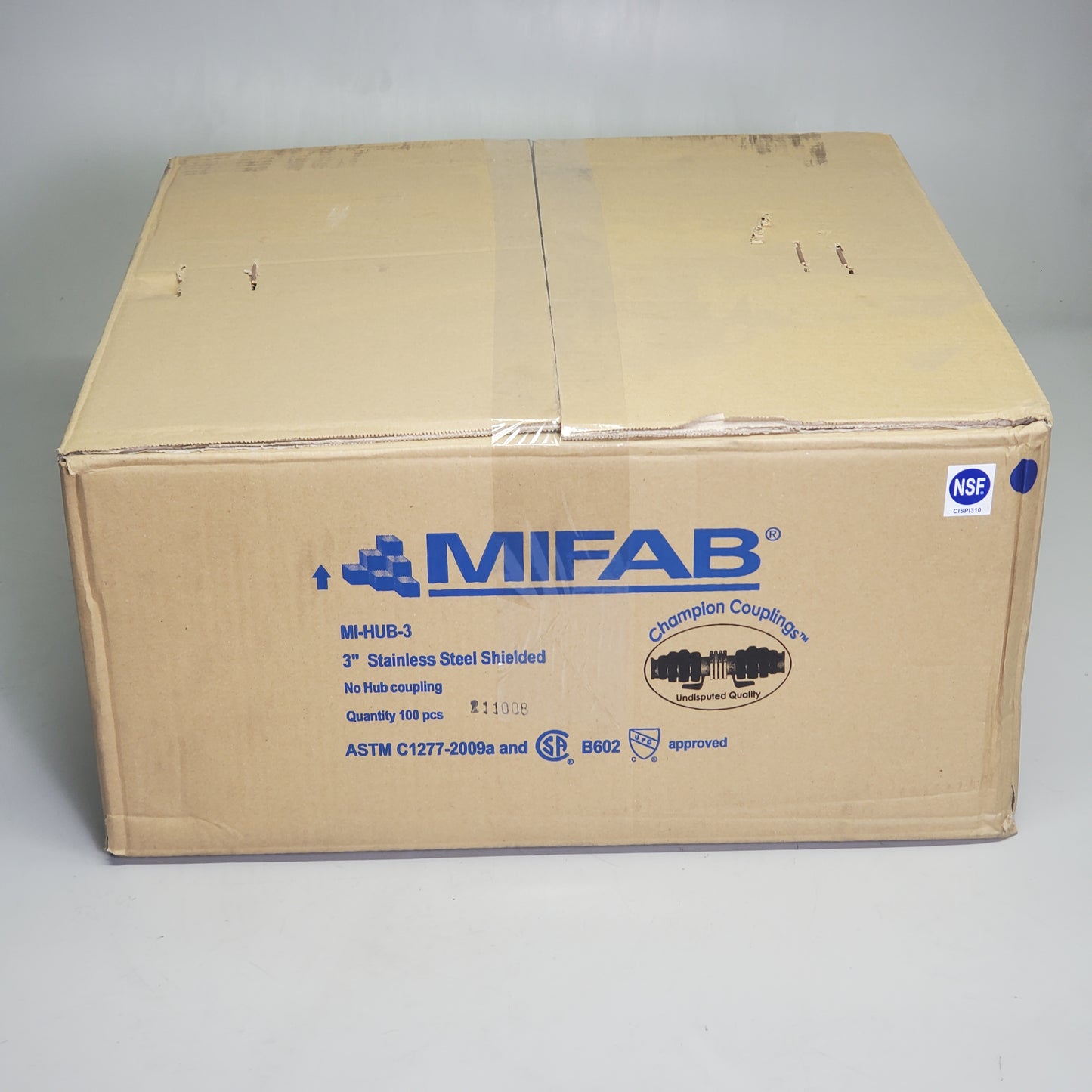 MIFAB (100 Pack) Mi-Hub 3” Stainless Shielded Couplers No Hub MI-HUB-3