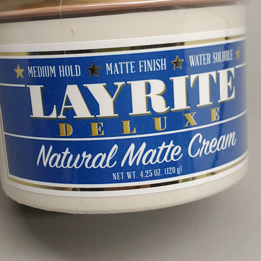 LAYRITE DELUXE Hair Natural Matte Cream 4.25 oz Med Hold Water Soluble
