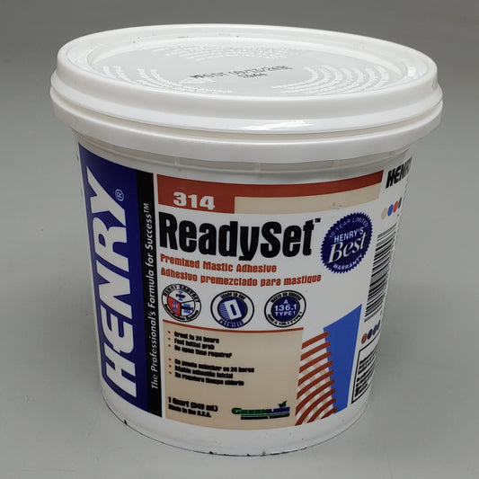 ZA@ HENRY (12 Pack) ReadySet Premixed Mastic Ceramic Tile Adhesive 1 Quart 314 D