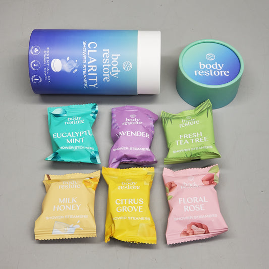 BODY RESTORE (12 Pack) Clarity Shower Steamers 6 Tablets 6 Scents