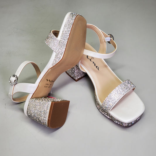 NINA Marysol Dress Sandals Girls SZ 1 M White Smooth / Stones K200652