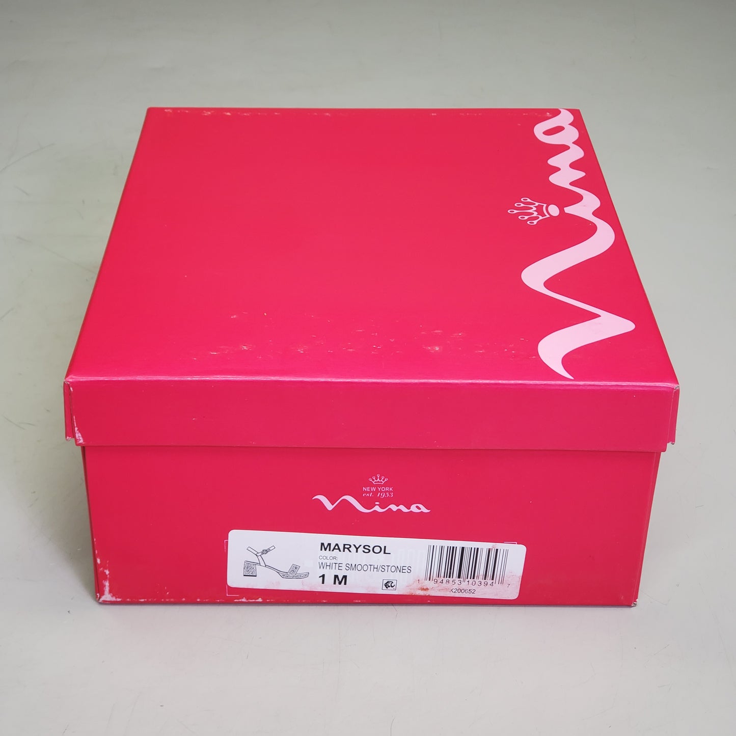 NINA Marysol Dress Sandals Girls SZ 1 M White Smooth / Stones K200652