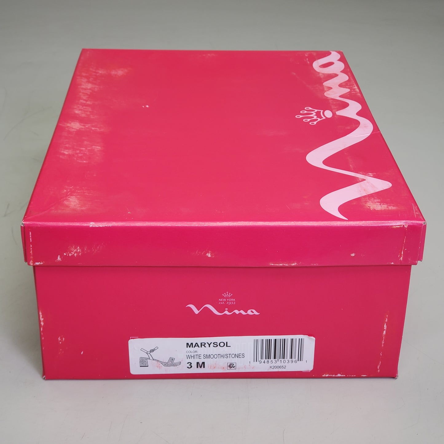 NINA Marysol Dress Sandals Girls SZ 3 M White Smooth / Stones K200652