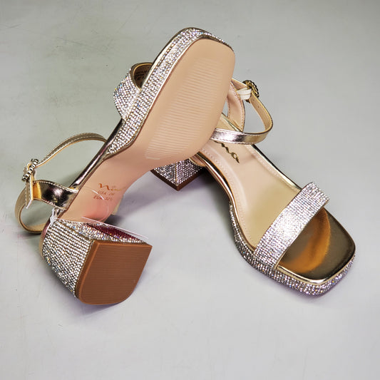 NINA Marysol Dress Sandals Girls SZ 1 M Gold Metal / Stones K200560