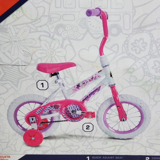 HUFFY Sea Star Girl’s Bicycle Age 3-5 W/ Training Wheels 12" Pink 52978L