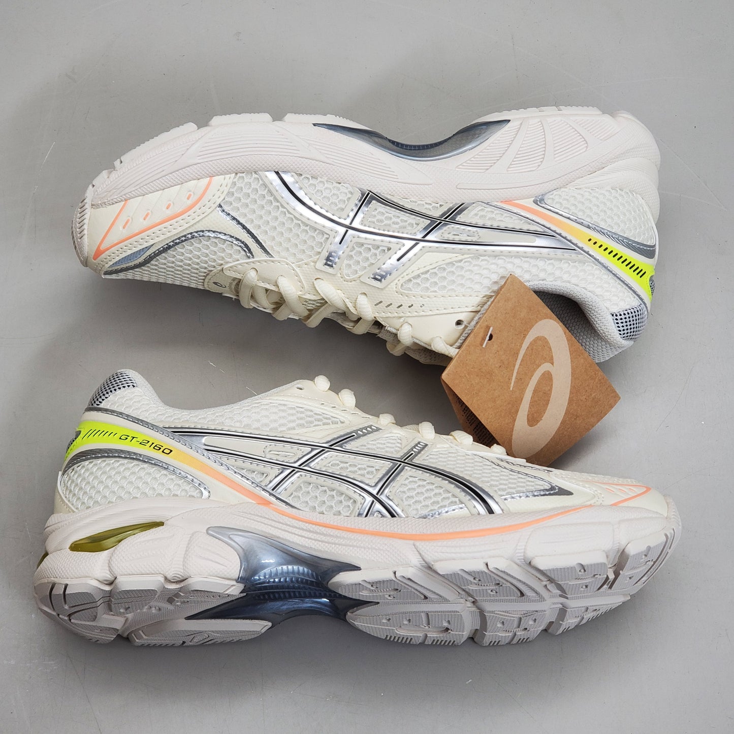 ASICS Paris Running Shoes Men's Sz 4.5 Cream/Safety Yellow GT-2160 1203A570-750