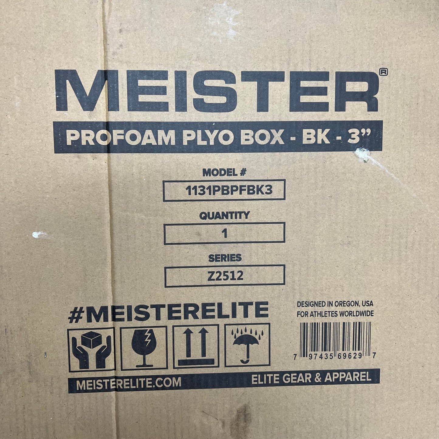 MEISTER Profoam Plyo Box Professional Gym-quality 3" Black 1131PBPFBK