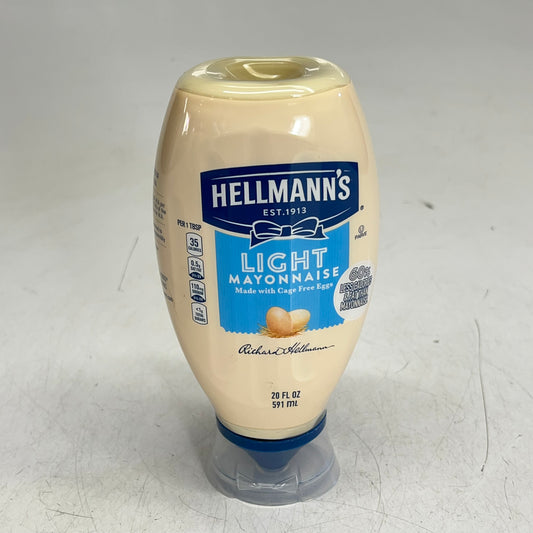 HELLMANN'S (12 PACK) Light Mayonnaise in Squeeze Bottle 20 fl oz White BB 12/26