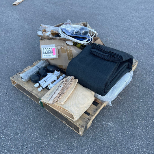 ZA@ Pallet of MIXED Plumbing Supplies, Tarps, & More! (AS-IS)