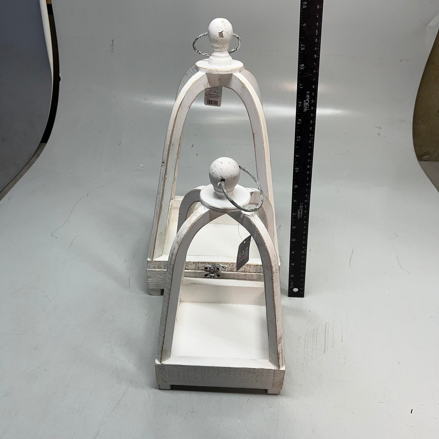 RAZ IMPORTS (SET OF 2) Open Lanterns Home Decor 17.75" White Wash 4341506