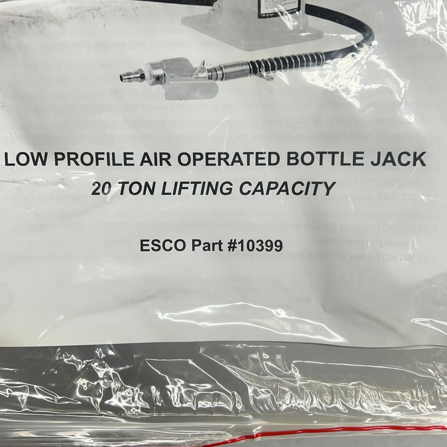 ESCO Yellow Jackit Air Hydraulic Shorty Bottle Jack 20 Ton Lifting Cap 10399