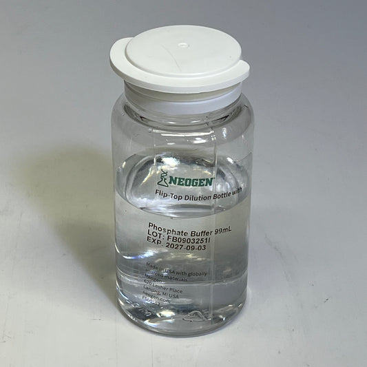 NEOGEN (60 PACK) Flip Top Dilution Bottle W/ Phosphate Buffer 99 mL BB 09/2027