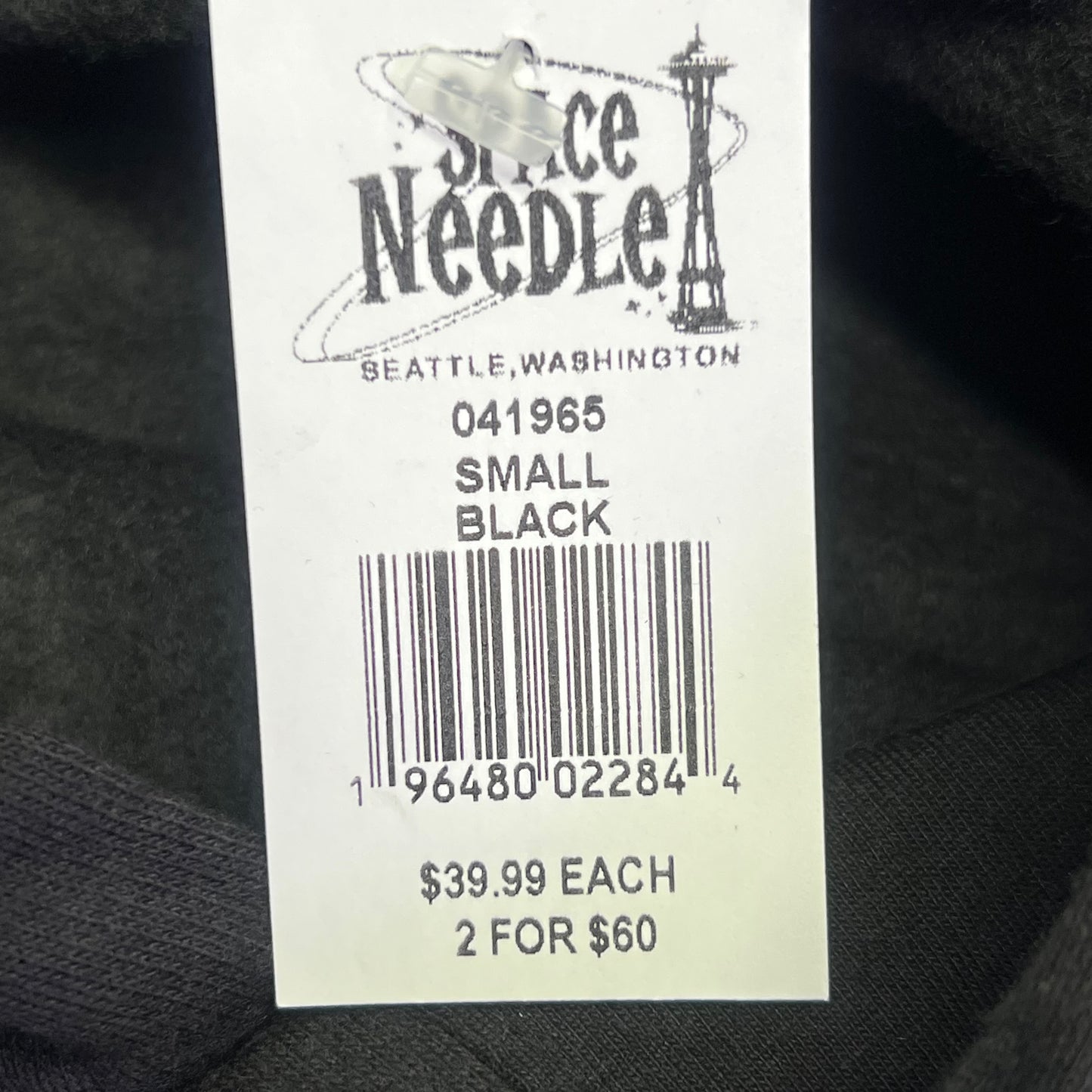POINT Seattle Washington Space Needle Hoodie Unisex Sz S Black/White 041965