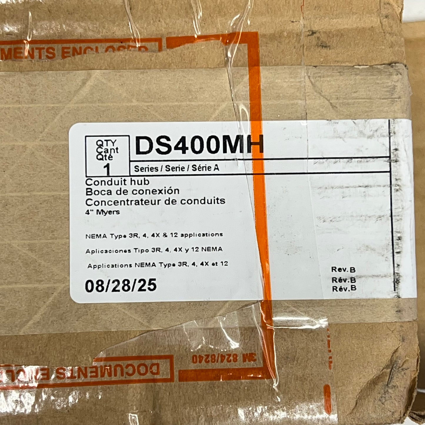 EATON Safety Switch Hub Use w/ Nema 3r 400 A & Above 4" Silver DS400MH