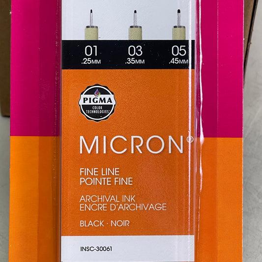 SAKURA (18-PACK) Pigma Micron Pens 0.25mm, 0.35mm, 0.45mm Black 50066