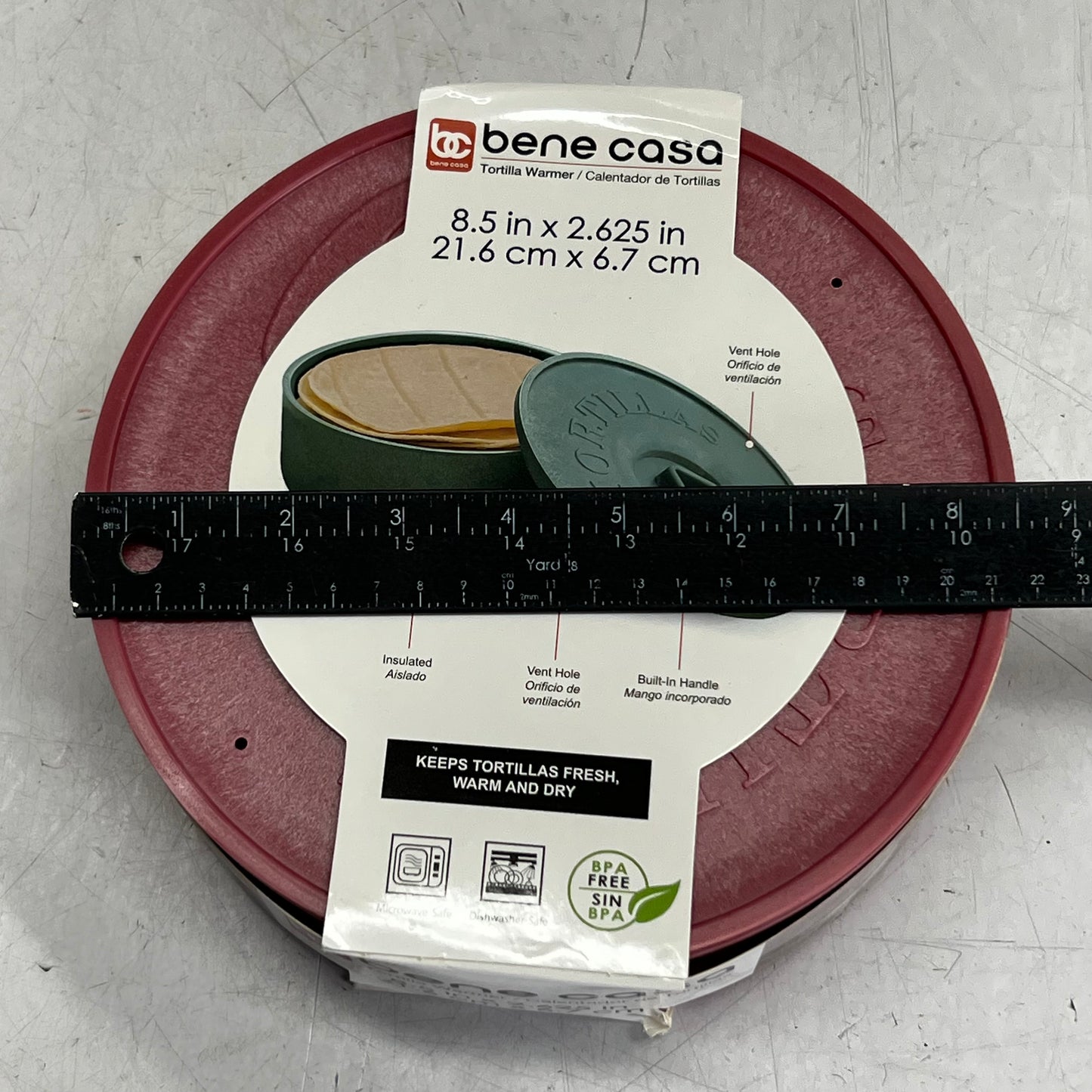 BENE CASA Tortilla Warmer Sz 8.5" x 2.625", Red BC-65113