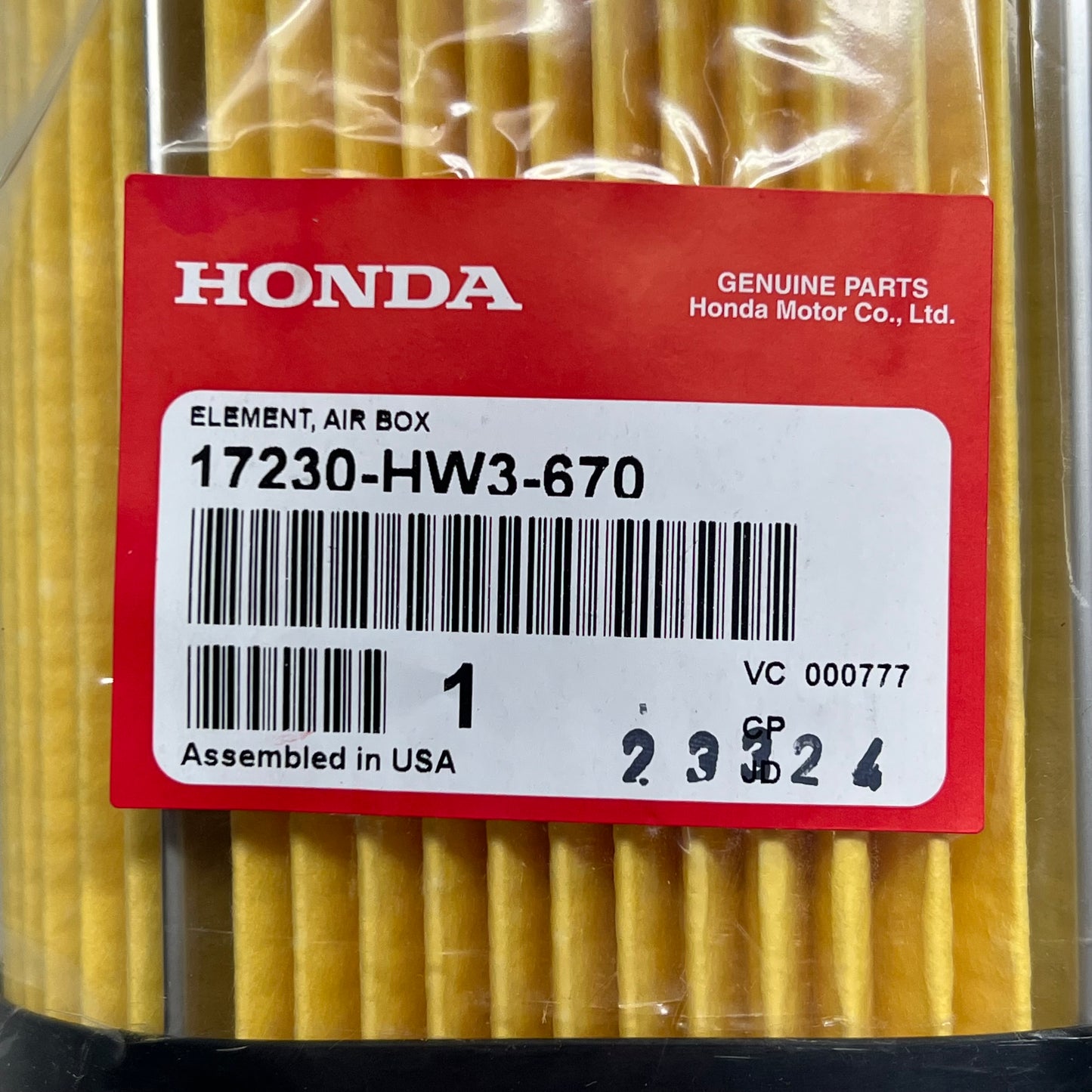 HONDA Air Box Element For Motorcycle Genuine OEM 17230-HW3-670