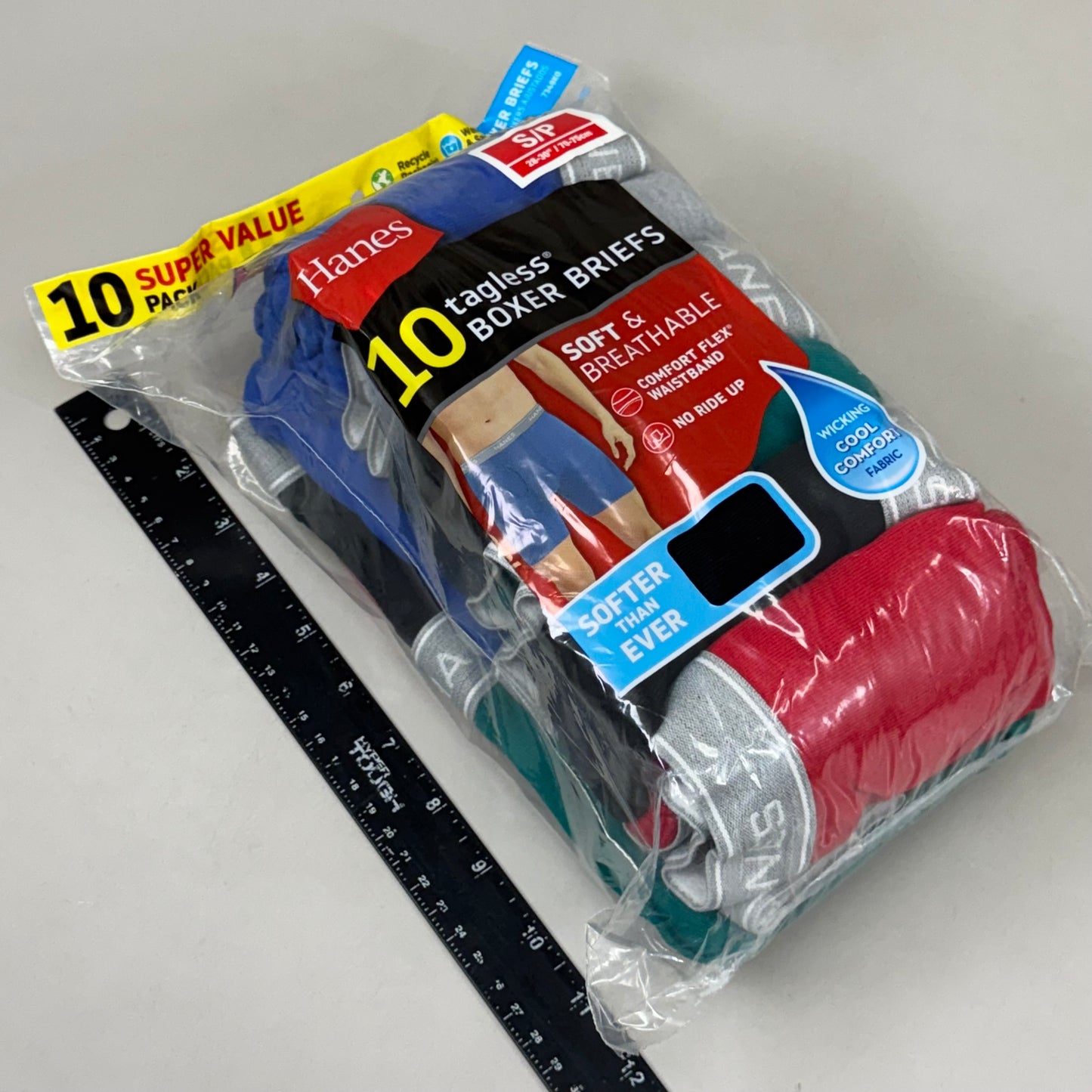 HANES (10 PACK!) Men's Boxer Briefs Sz S/P 28-30" (70-75cm) Multi-Colors 7349K0