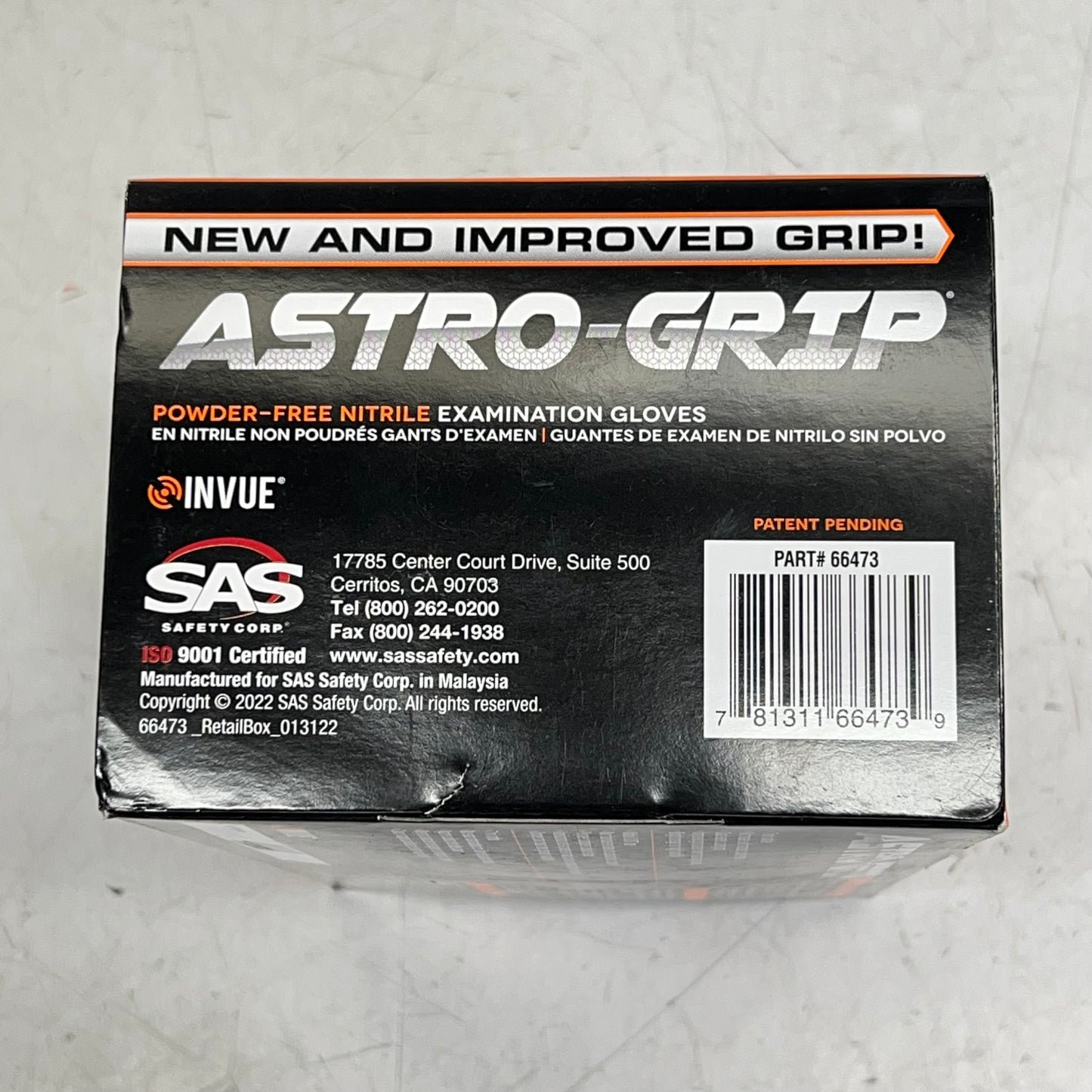 ASTRO GRIP (100 Gloves) Powder Free Nitrile Examination Gloves L Orange 66473
