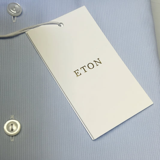 ETON Textured Twill Shirt Men's Contemporary Sz 38 Light Blue 1000136432243
