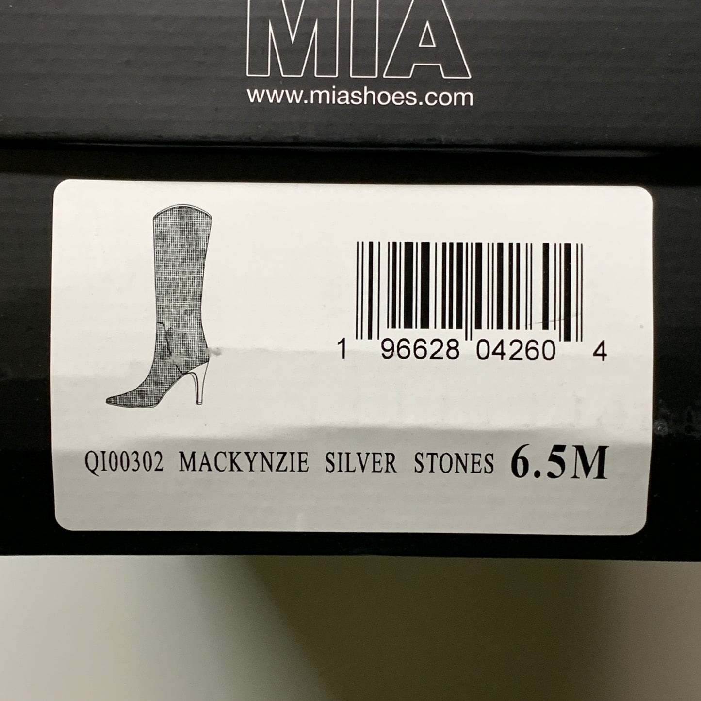 MIA Mackynzie Silver Stone Tall Heeled Boots Sz 6.5M Q100302
