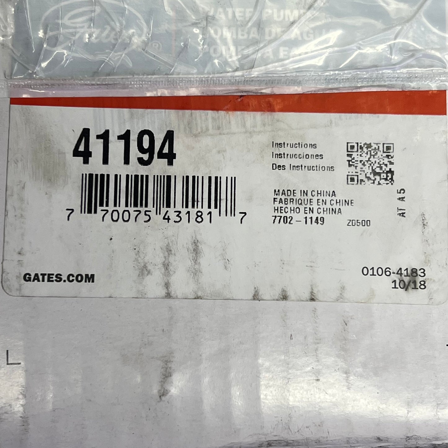 GATES OE Replacement Water Pump For Audi & Volkswagen Vehicle Models 41194