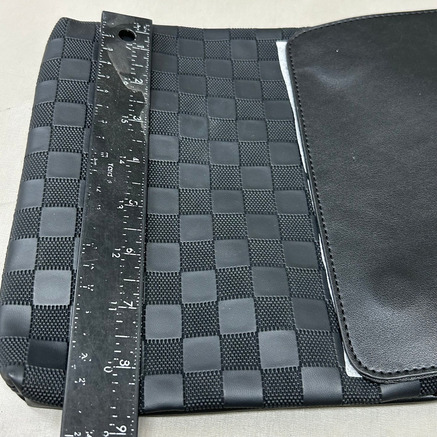 FUMATORE Basket Weave Faux Leather Shoulder Strap Purse 11"x9" Black STRLTXTG-SQB-ST