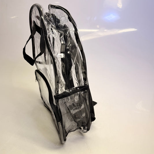 BWAP 17" Clear Plastic Backpack 17" x 12" x 6" Color Black BP1643