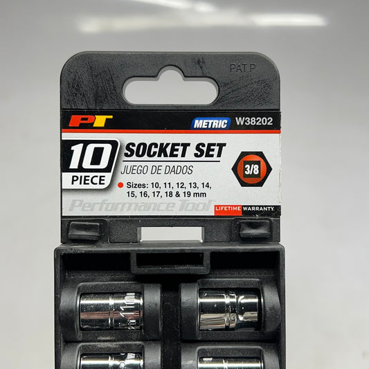PERFORMANCE TOOL (10 PIECE SET) Metric Socket Set 3/8" 10-19 mm Chrome W38202