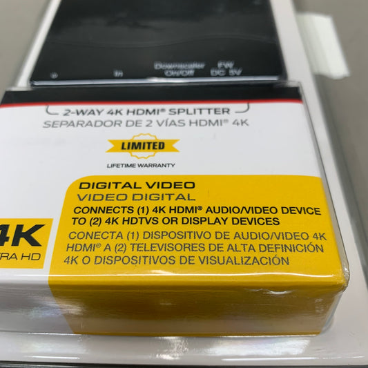 MONSTER 4K 2-Way HDMI Splitter 3"x3"Black JHIU0126