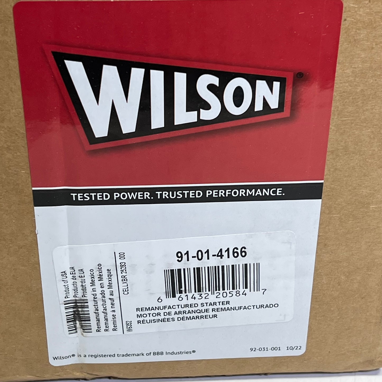 WILSON Remanufactured Starter Direct Drive 11 Teeth 42MT Type 91-01-4166N