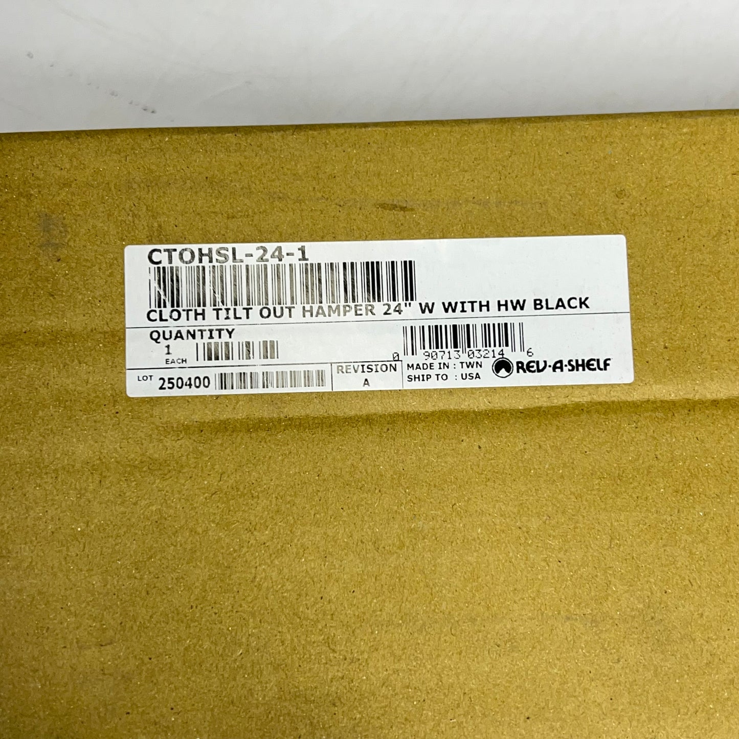 REV A SHELF Cloth Tilt Out Fabric Hampers 24" Wide 14" Deep Black CTOHSL-24-1