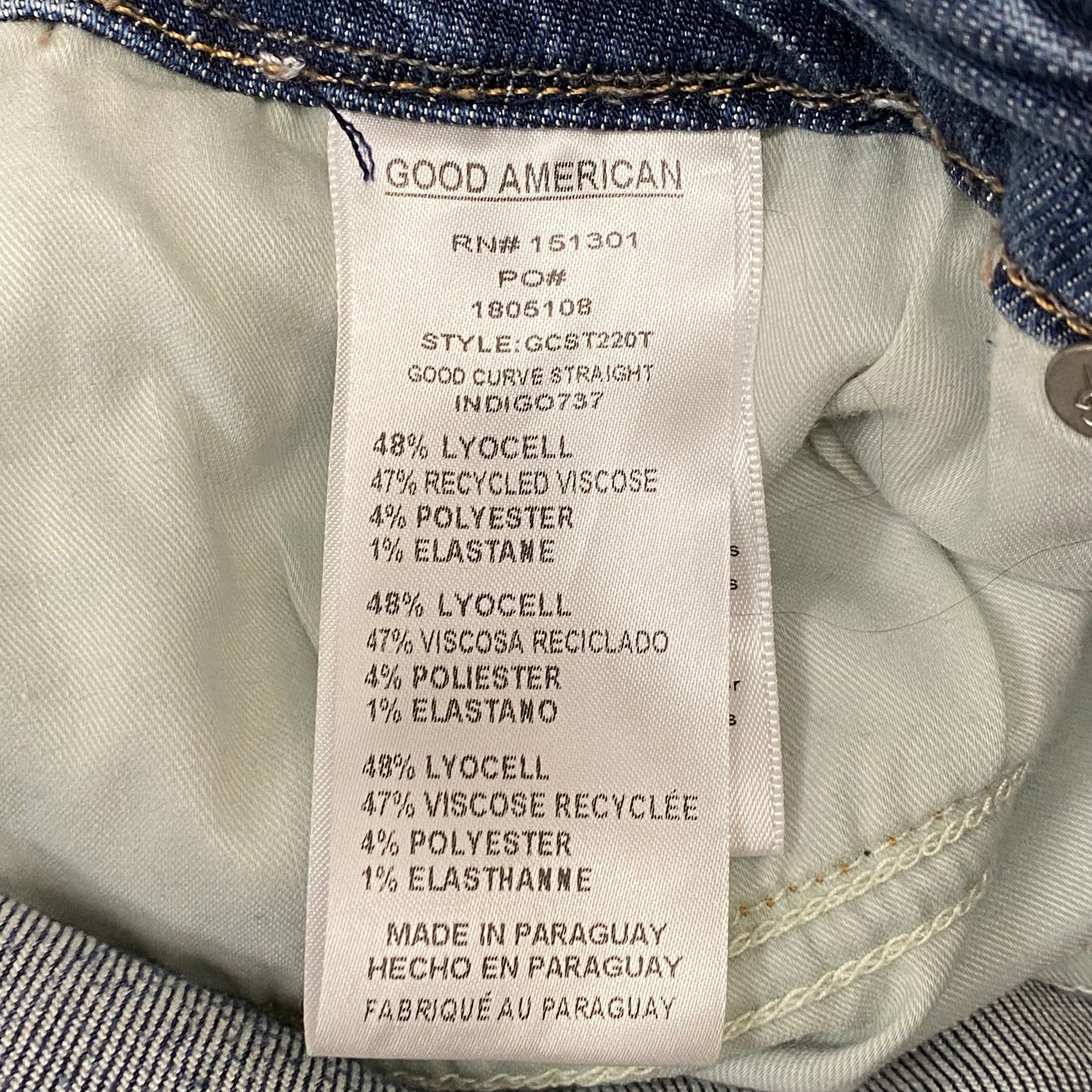 GOOD AMERICAN Good Curve Straight Jeans Women's Sz 15 Indigo737 GCST220T